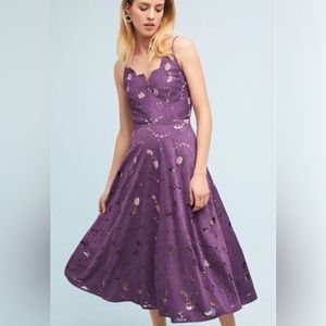 NWT Anthropologie brand Moulinette Sours purple lace midi dress size 6P